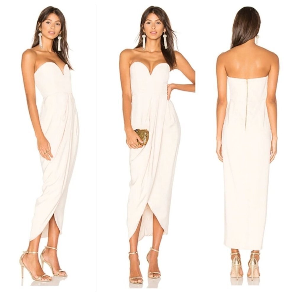 NEW SHONA JOY x REVOLVE U Wire Bustier Draped Nude Formal Maxi Dress Size 4